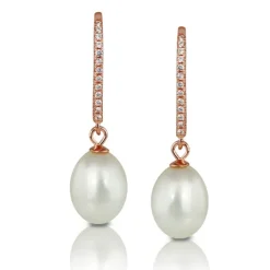 PartyPearl Schmuck Set Perlenohrhänger rose mit Verpackung 925 Silber PPO011WE9