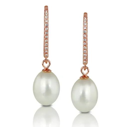 PartyPearl Schmuck Set Perlenohrhänger rose mit Verpackung 925 Silber PPO011WE9