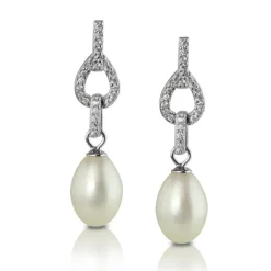 PartyPearl Schmuck Set Perlenohrstecker mit Verpackung Damen 925 Silber PPO014W8