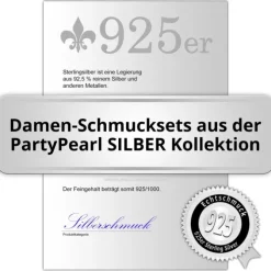PartyPearl Schmuck Set Perlenkette weiß mit Verpackung Damen 925 Silber PPK002W9
