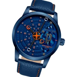 Police Herrenuhr Leder blau orange Police Avondale Armbanduhr UPOA0022102