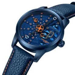 Police Herrenuhr Leder blau orange Police Avondale Armbanduhr UPOA0022102
