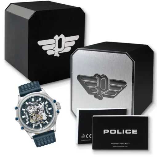 Police Herrenuhr Leder blau Police Luang Armbanduhr UPOE1601803