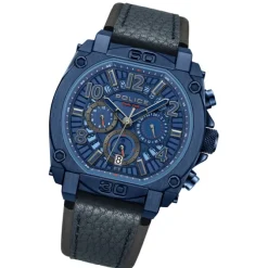 Police Herrenuhr Leder dunkelblau Police Norwood Armbanduhr UPOF0021904