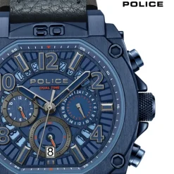 Police Herrenuhr Leder dunkelblau Police Norwood Armbanduhr UPOF0021904