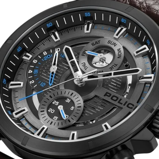 Police Herrenuhr Leder dunkelbraun Police Malawi Armbanduhr UPOF0004602