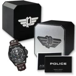 Police Herrenuhr Leder dunkelbraun Police Malawi Armbanduhr UPOF0004602
