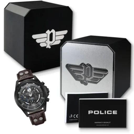 Police Herrenuhr Leder dunkelbraun Police Malawi Armbanduhr UPOF0004602