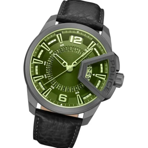 Police Herrenuhr Leder schwarz Police Underlined Armbanduhr UPOB0005603