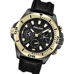 Police Herrenuhr Leder schwarz Police Electrical Armbanduhr UPOF0022501