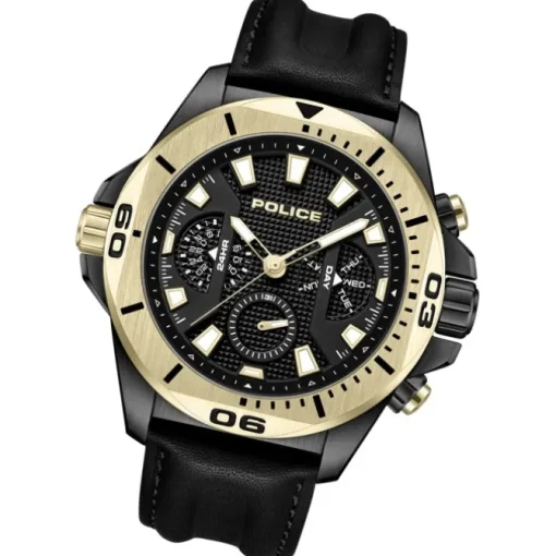 Police Herrenuhr Leder schwarz Police Electrical Armbanduhr UPOF0022501