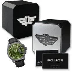 Police Herrenuhr Leder schwarz Police Underlined Armbanduhr UPOB0005603