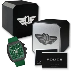 Police Herrenuhr Silikon grün Police Coswig Armbanduhr UPOO0063103