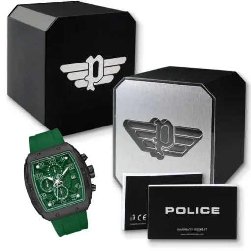 Police Herrenuhr Silikon grün Police Coswig Armbanduhr UPOO0063103