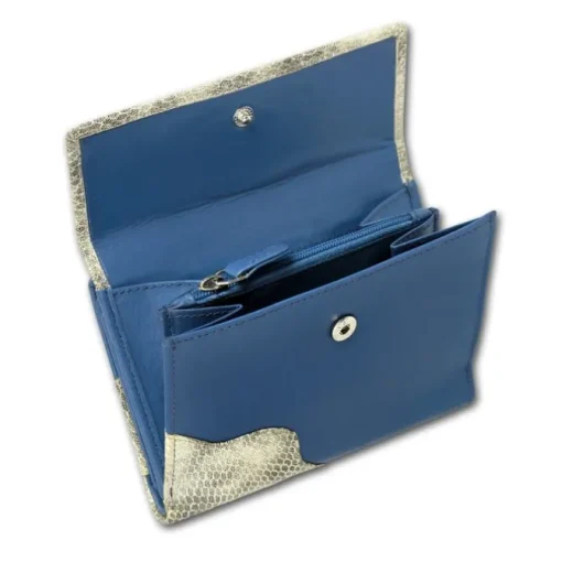 Portemonnaie Hochformat Leder blau, grau Damen DrachenLeder OPS700W