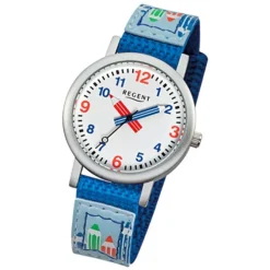 Regent Armbanduhr Kinder Aluminium Quarz Stifte Textil blau Jungen Uhr URF731
