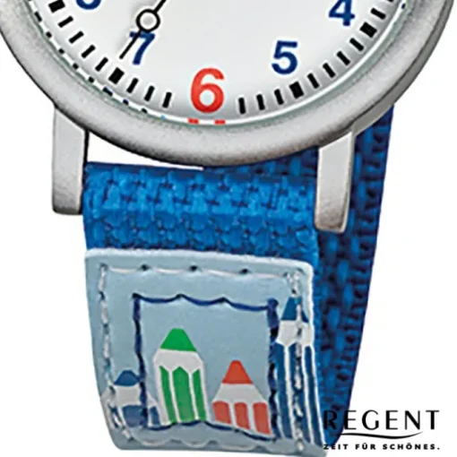 Regent Armbanduhr Kinder Aluminium Quarz Stifte Textil blau Jungen Uhr URF731