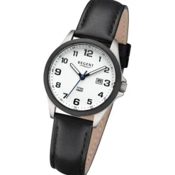 Regent Damen Armbanduhr Analog Lederarmband schwarz URBA781