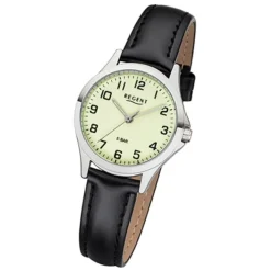 Regent Damen Armbanduhr Analog 2112427 Quarz-Uhr Leder schwarz UR2112427