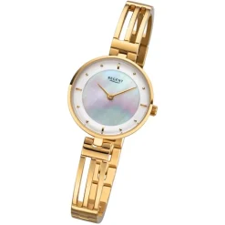 Regent Damen Armbanduhr Analog F-1149 Quarz-Uhr Metall gold URF1149