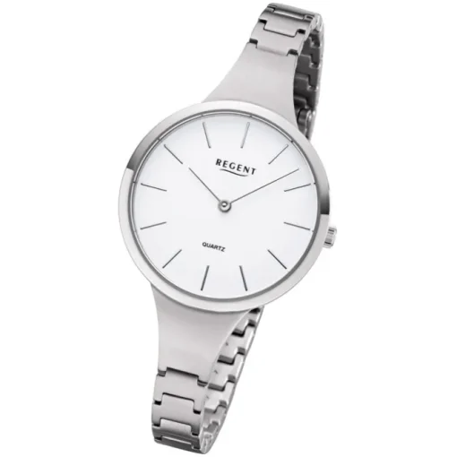 Regent Damen Armbanduhr Analog F-1153 Quarz-Uhr Titan silber URF1153
