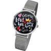 Regent Damen Armbanduhr Analog BA-516 Quarz-Uhr Scribble Metall silber URBA516