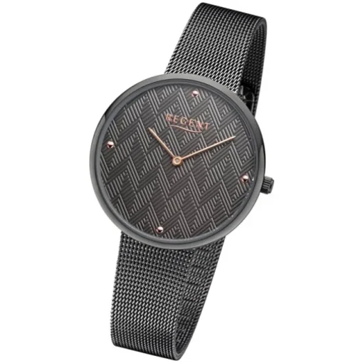 Regent Damen Armbanduhr Analog BA-570 Quarz-Uhr Edelstahl grau URBA570
