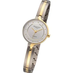 Regent Damen Armbanduhr Analog Metallarmband silber gold URF1336