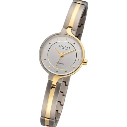 Regent Damen Armbanduhr Analog Metallarmband silber gold URF1336