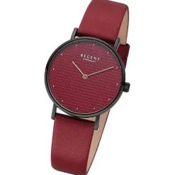 Regent Damen Armbanduhr Analog Lederarmband bordeaux rot UR2152577