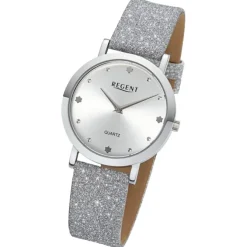 Regent Damen Armbanduhr Analog Lederarmband silber UR2154071