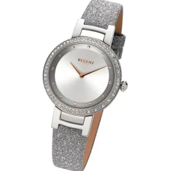Regent Damen Armbanduhr Analog Lederarmband silber URBA798