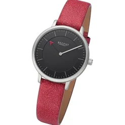 Regent Damen Armbanduhr Analog Lederarmband rot URF1245