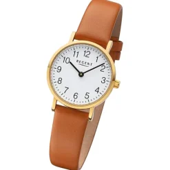 Regent Damen Armbanduhr Analog Lederarmband hellbraun URF1304