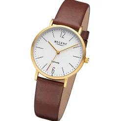 Regent Damen Armbanduhr Analog Lederarmband braun URF1320