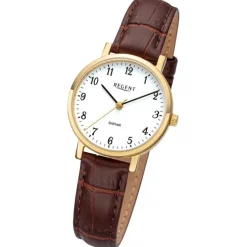 Regent Damen Armbanduhr Analog Lederarmband braun URF1428