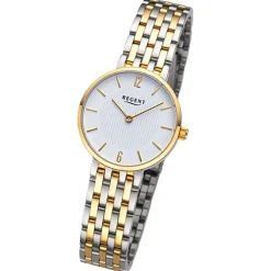 Regent Damen Armbanduhr Analog Metallarmband silber gold URF1486