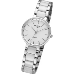 Regent Damen Armbanduhr Analog Keramikarmband silber URF1463