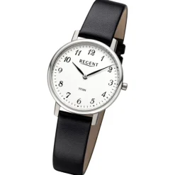 Regent Damen Armbanduhr Analog Lederarmband schwarz URF1557