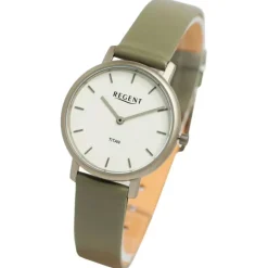 Regent Damen Armbanduhr Analog Lederarmband olive grün UR2094056