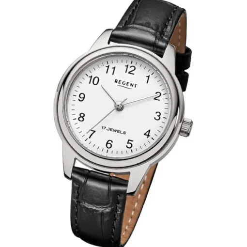 Regent Damen Armbanduhr Analog Lederarmband schwarz URF1567