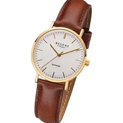 Regent Damen Armbanduhr Analog Lederarmband braun URF1299