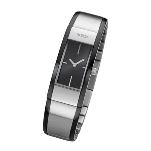 Regent Damen Armbanduhr Analog GM-2101 Quarz-Uhr Metallband schwarz silber URGM2101