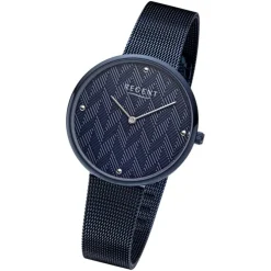 Regent Damen Armbanduhr Analog BA-569 Quarz-Uhr Edelstahl blau URBA569