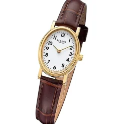 Regent Damen Armbanduhr Analog Lederarmband braun URF1306