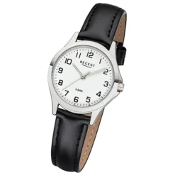 Regent Damen Armbanduhr Analog 2112418 Quarz-Uhr Leder schwarz UR2112418