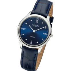 Regent Damen Armbanduhr Analog Lederarmband blau UR2114082