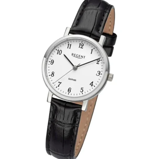 Regent Damen Armbanduhr Analog Lederarmband schwarz URF1426