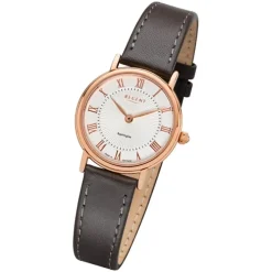 Regent Damen Armbanduhr Analog GM-1604 Quarz-Uhr Leder grau URGM1604
