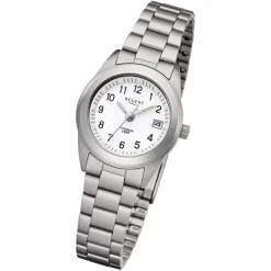 Regent Damen Armbanduhr Analog F-258 Quarz-Uhr Titan silber URF258